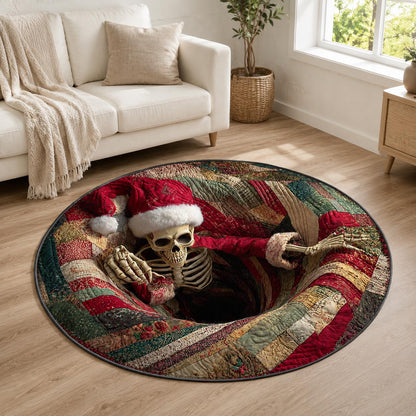 3D Christmas Skeleton Round Rug
