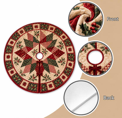 Christmas Tree Skirt, Quilted Patchwork Tree Skirt