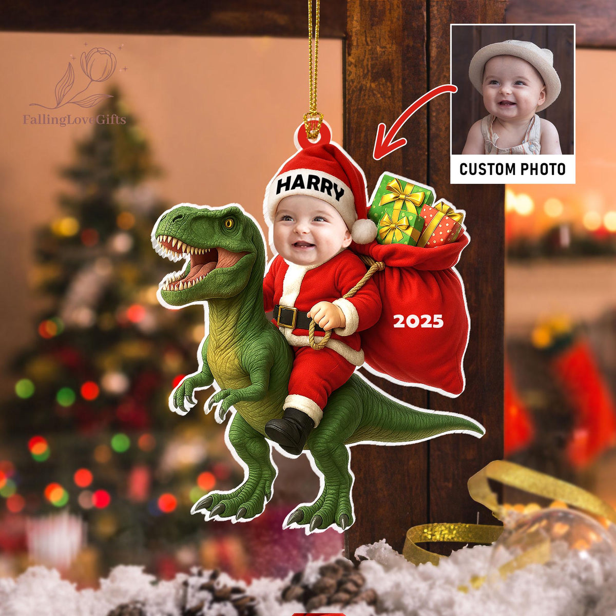Personalized Dinosaur Christmas Ornament