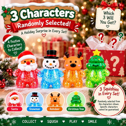 Christmas Squishy Toy Set, 3 Holiday Character Squishie