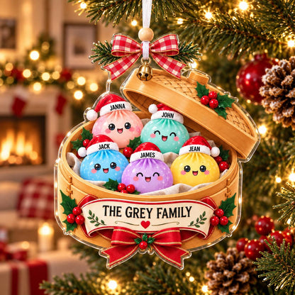 Family Dumpling Ornament, Custom Family Name Christmas Ornament
