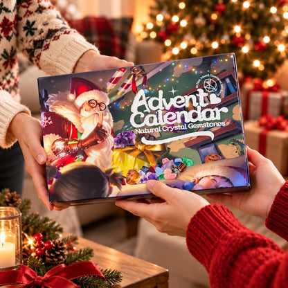 24-Day Crystal Advent Calendar, Natural Gemstone Christmas Countdown Gift