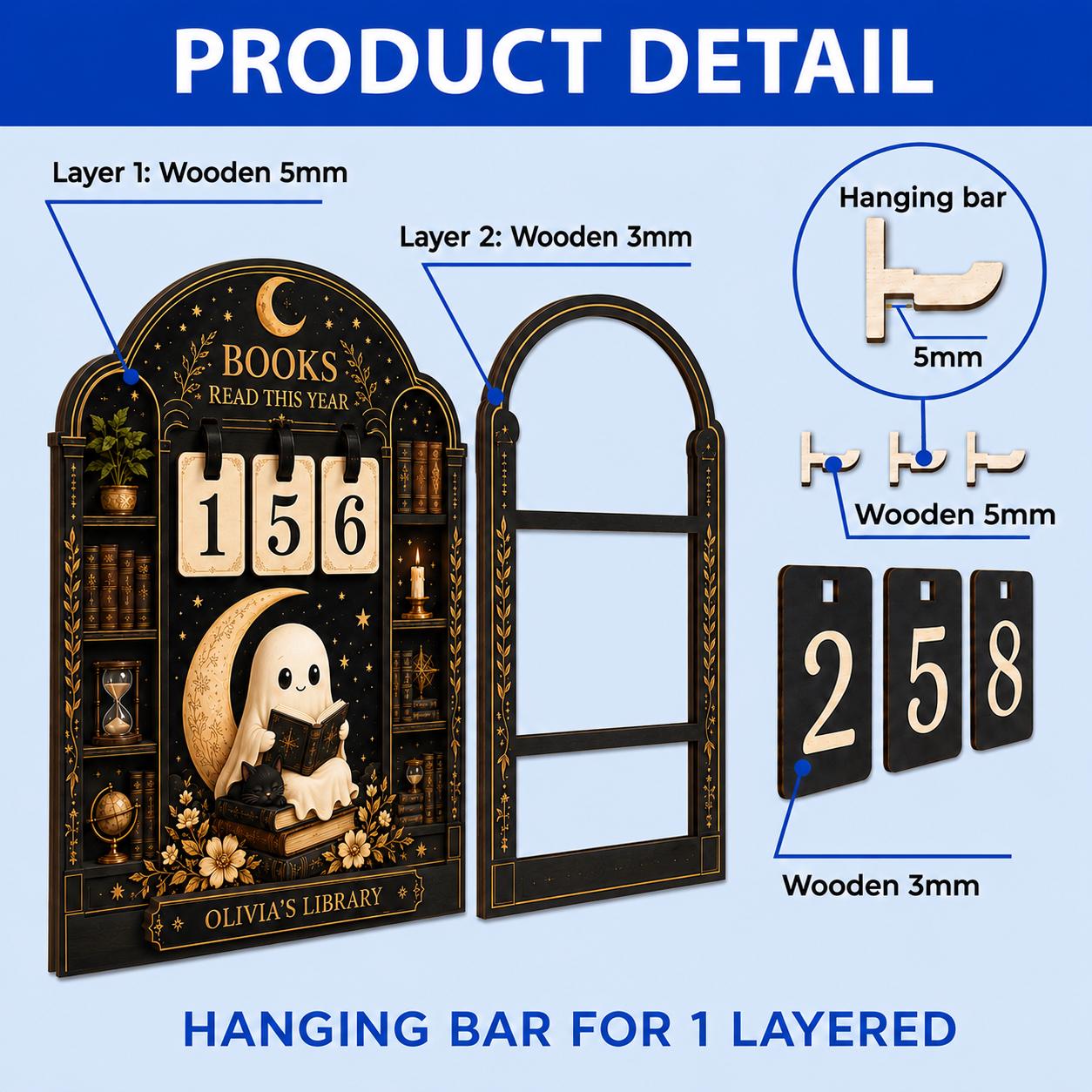 Personalized Halloween Book Tracker, Ghost Books Read This Year Sign