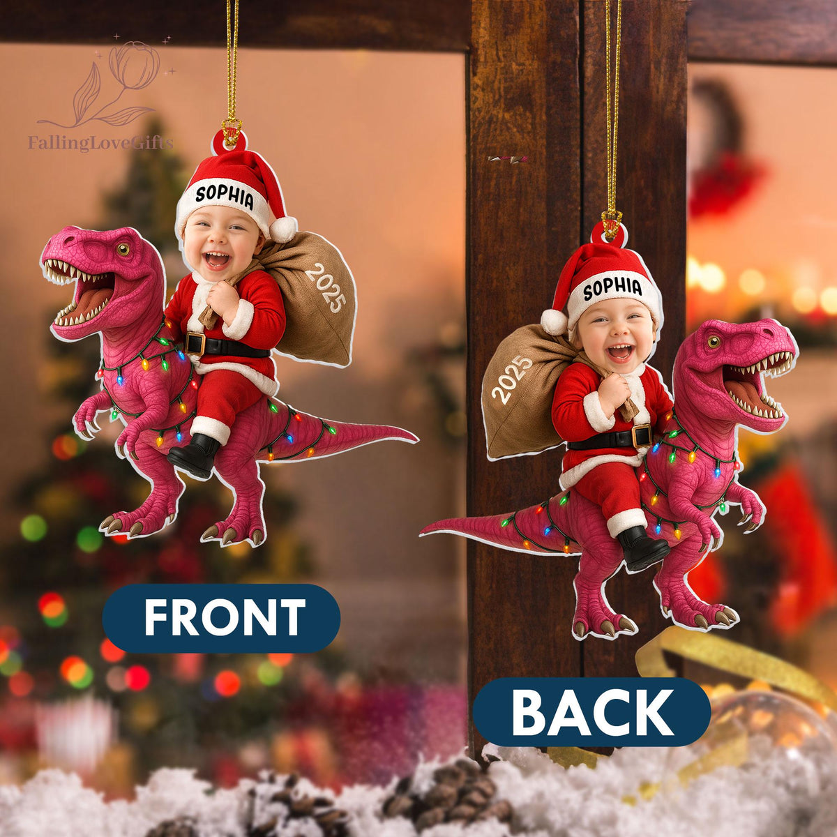 Personalized Dinosaur Christmas Ornament