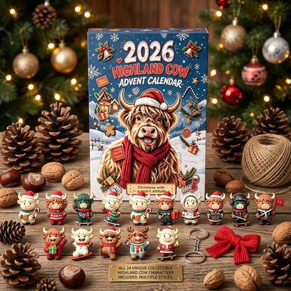 Highland Cow Advent Calendar 2026, 3D Mini Highland Cow Figures