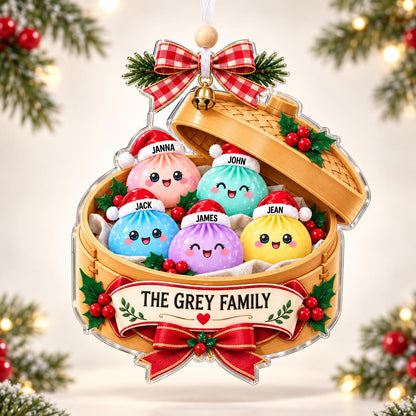 Family Dumpling Ornament, Custom Family Name Christmas Ornament