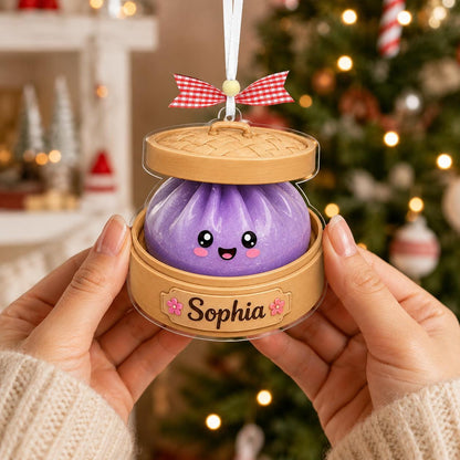 Personalized Dumpling Ornament, Glitter Squishy Dumpling Christmas Ornament