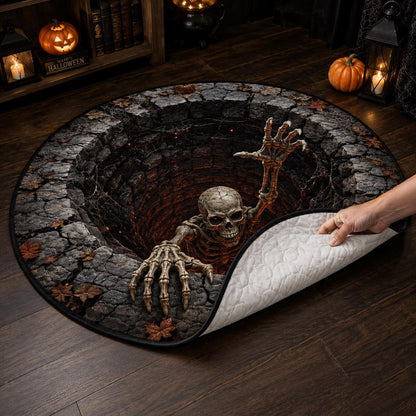 3D Skeleton Pit Halloween Round Rug