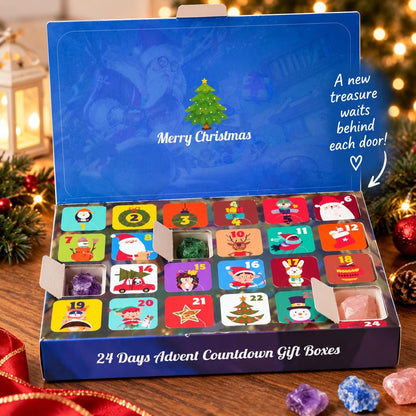 24-Day Crystal Advent Calendar, Natural Gemstone Christmas Countdown Gift