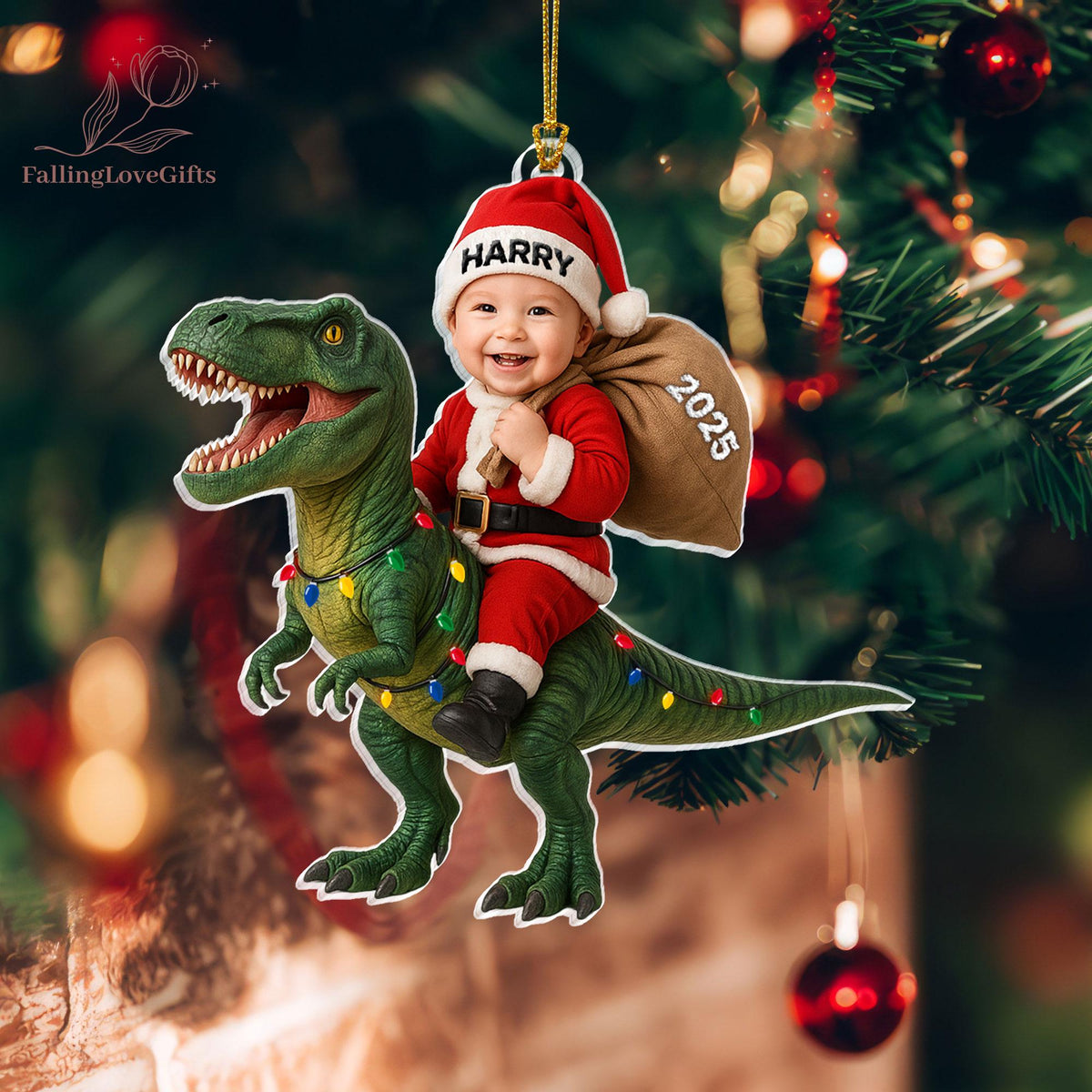 Personalized Dinosaur Christmas Ornament