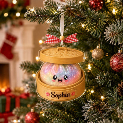Personalized Dumpling Ornament, Glitter Squishy Dumpling Christmas Ornament