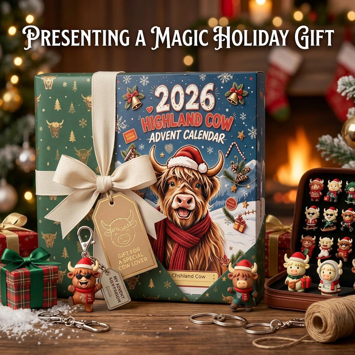 Highland Cow Advent Calendar 2026, 3D Mini Highland Cow Figures