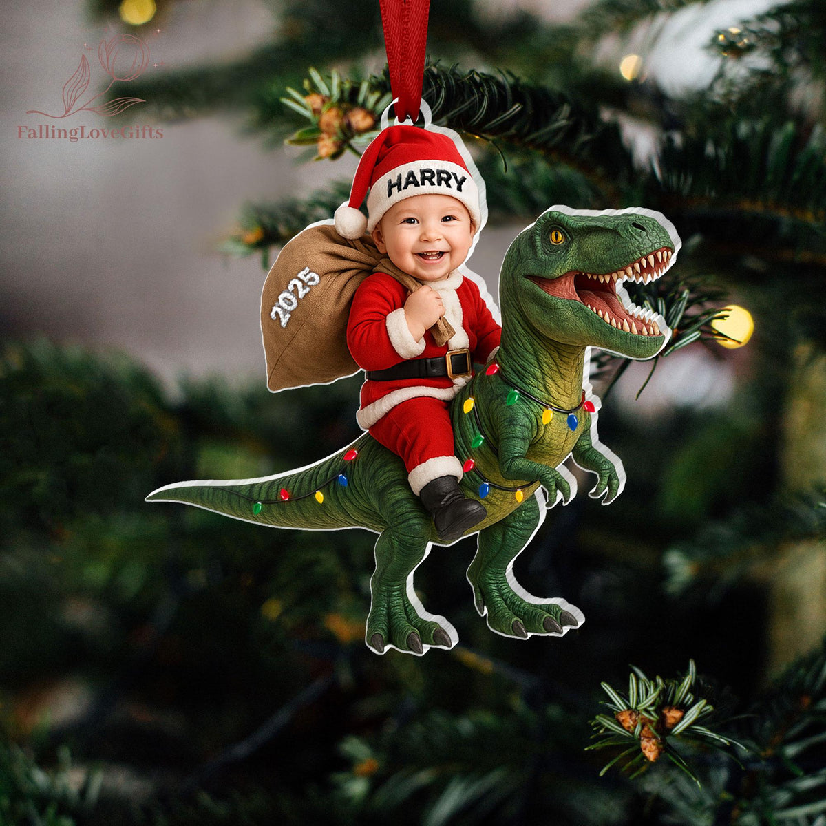 Personalized Dinosaur Christmas Ornament