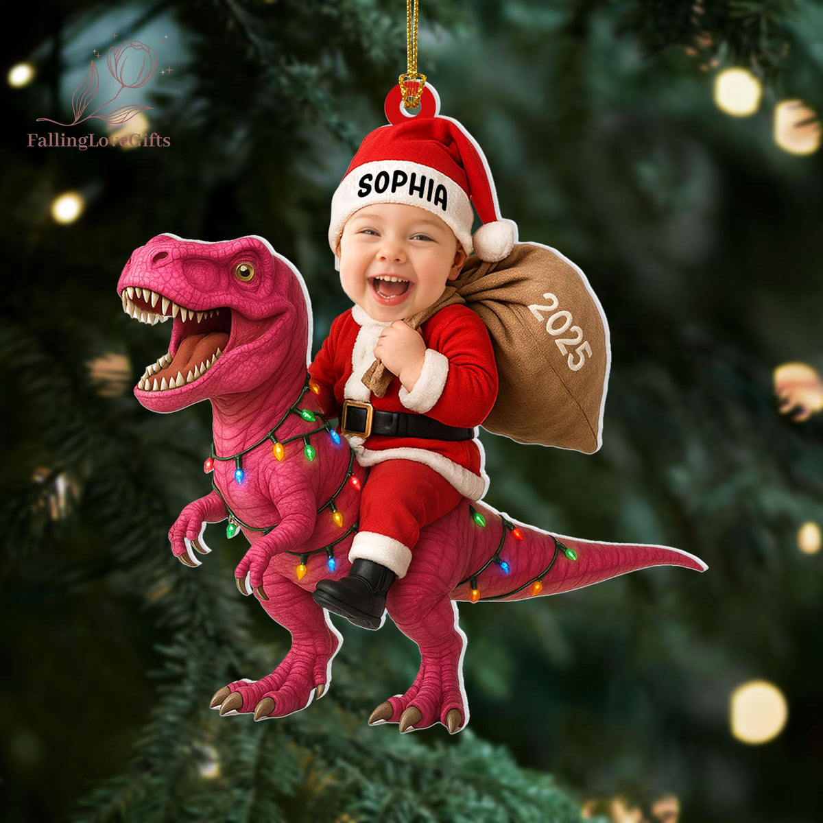 Personalized Dinosaur Christmas Ornament