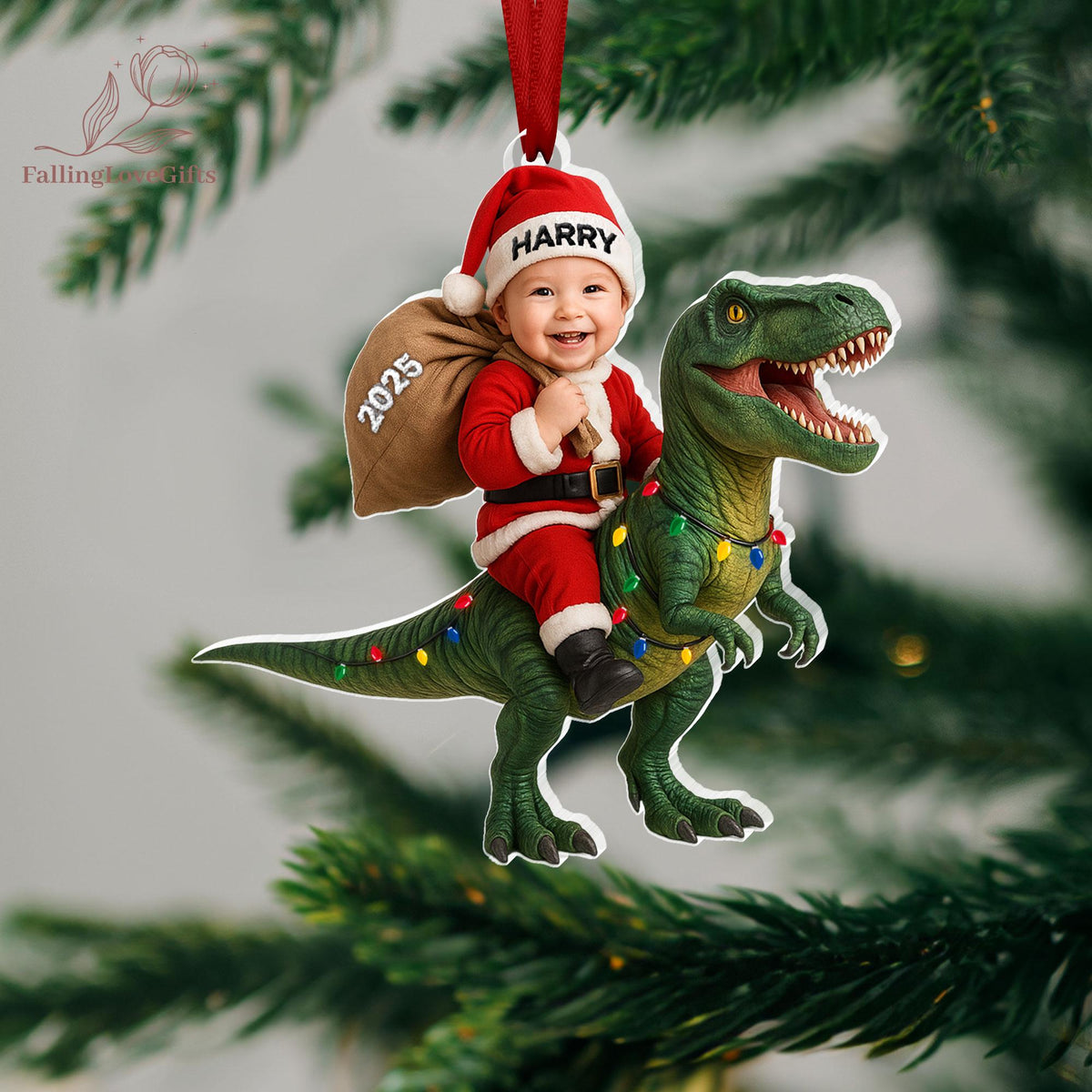 Personalized Dinosaur Christmas Ornament