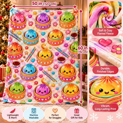 Dumpling Christmas Gift Set, 24 Day Squishy Advent Calendar, Cozy Blanket & Plush Dumpling Pillow, Cute Holiday Gift for Kids