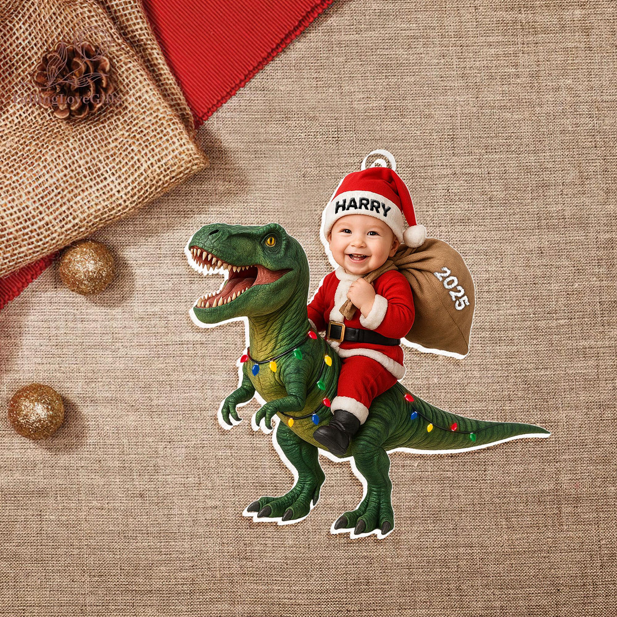 Personalized Dinosaur Christmas Ornament
