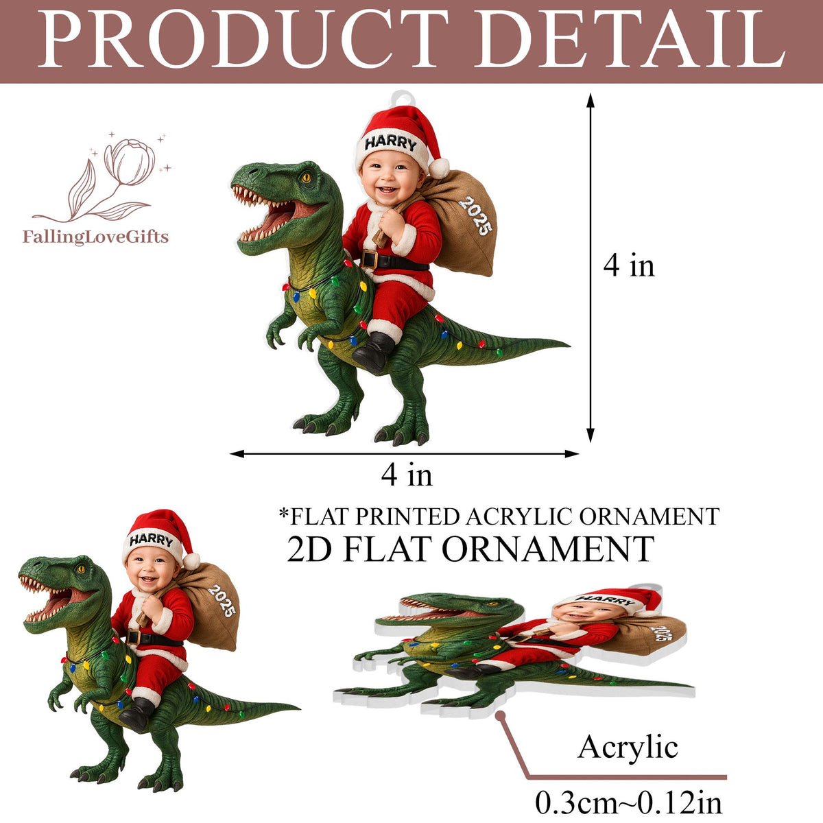 Personalized Dinosaur Christmas Ornament