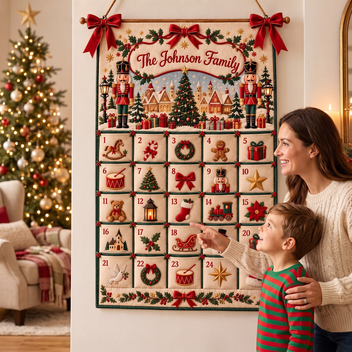 Personalized Nutcracker Advent Calendar – Christmas Village Wall Decor