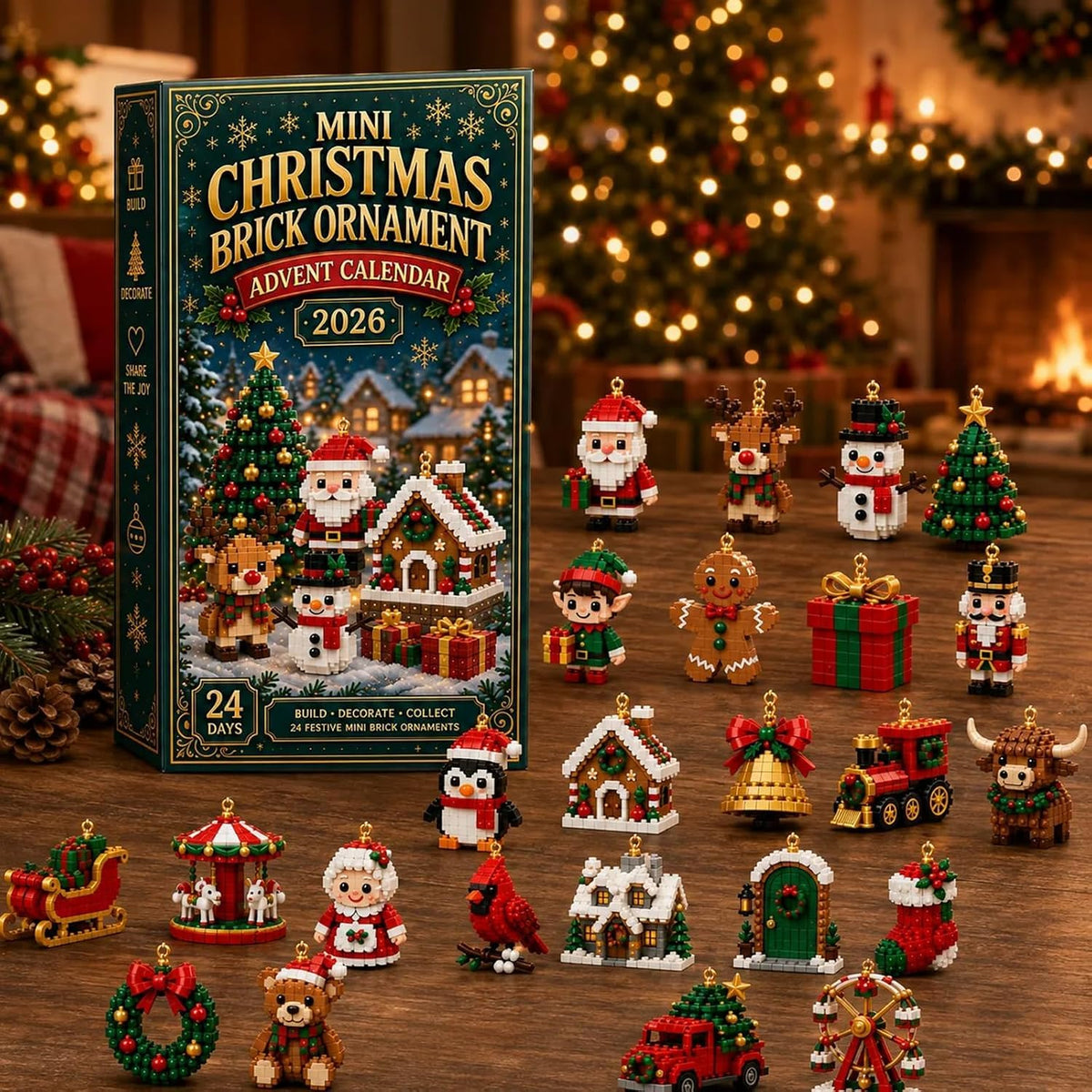 24-Day Mini Christmas Brick Ornament Advent Calendar