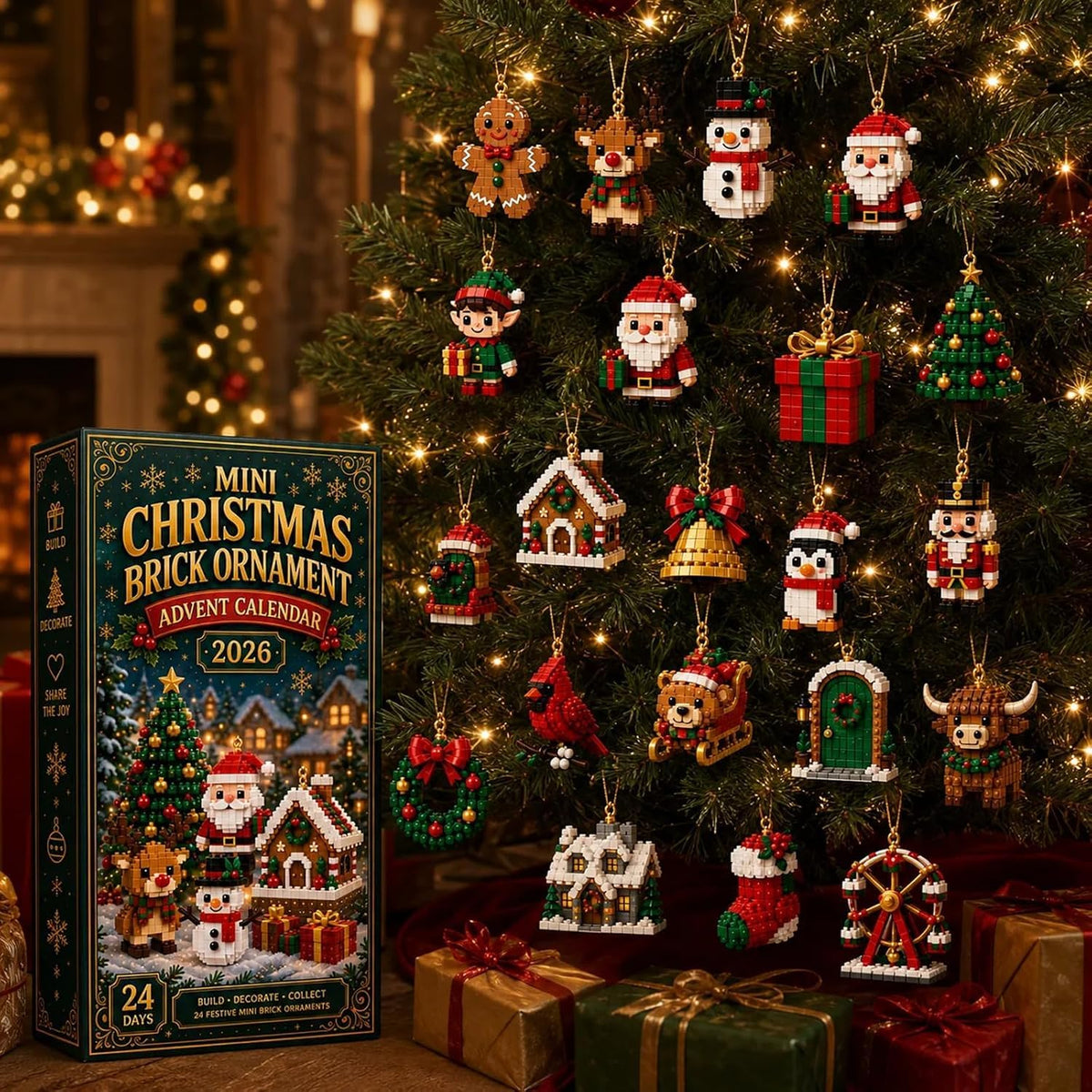 24-Day Mini Christmas Brick Ornament Advent Calendar