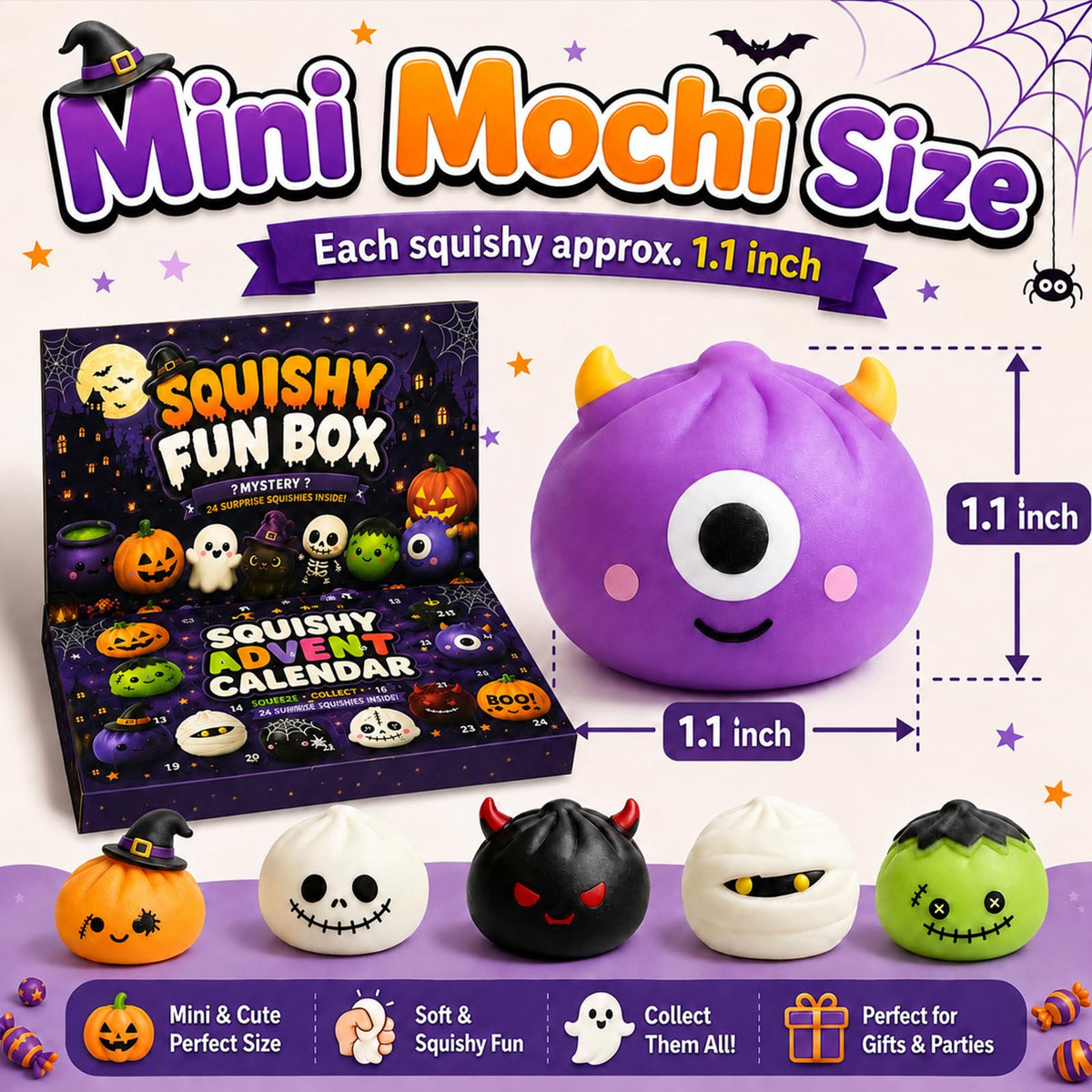 Halloween Advent Calendar 2026, Halloween Mochi Countdown Advent Calendar for Adults