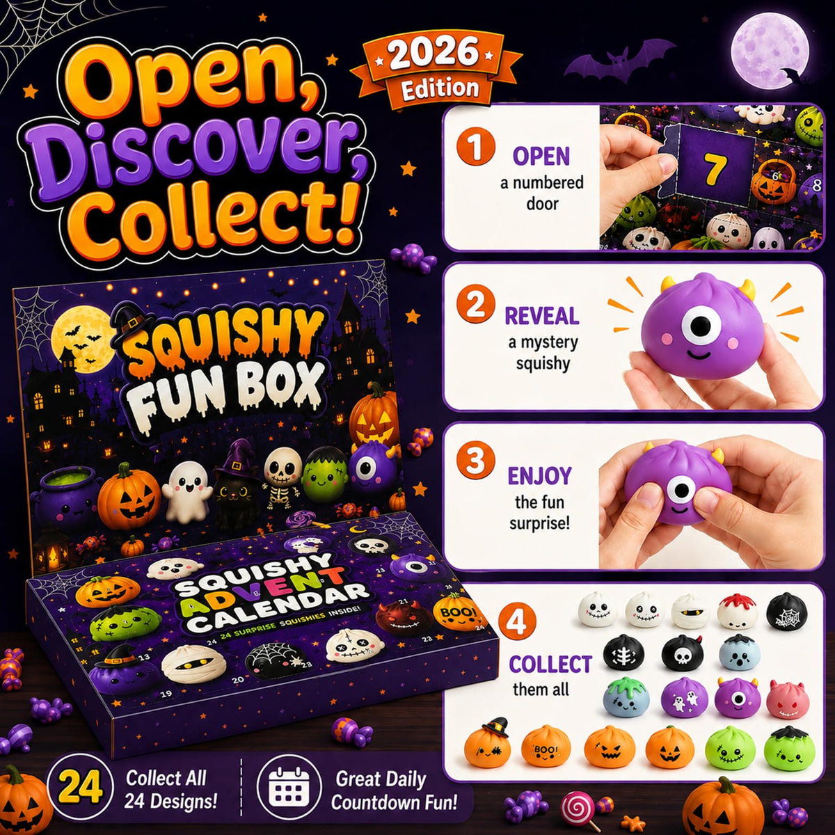 Halloween Advent Calendar 2026, Halloween Mochi Countdown Advent Calendar for Adults