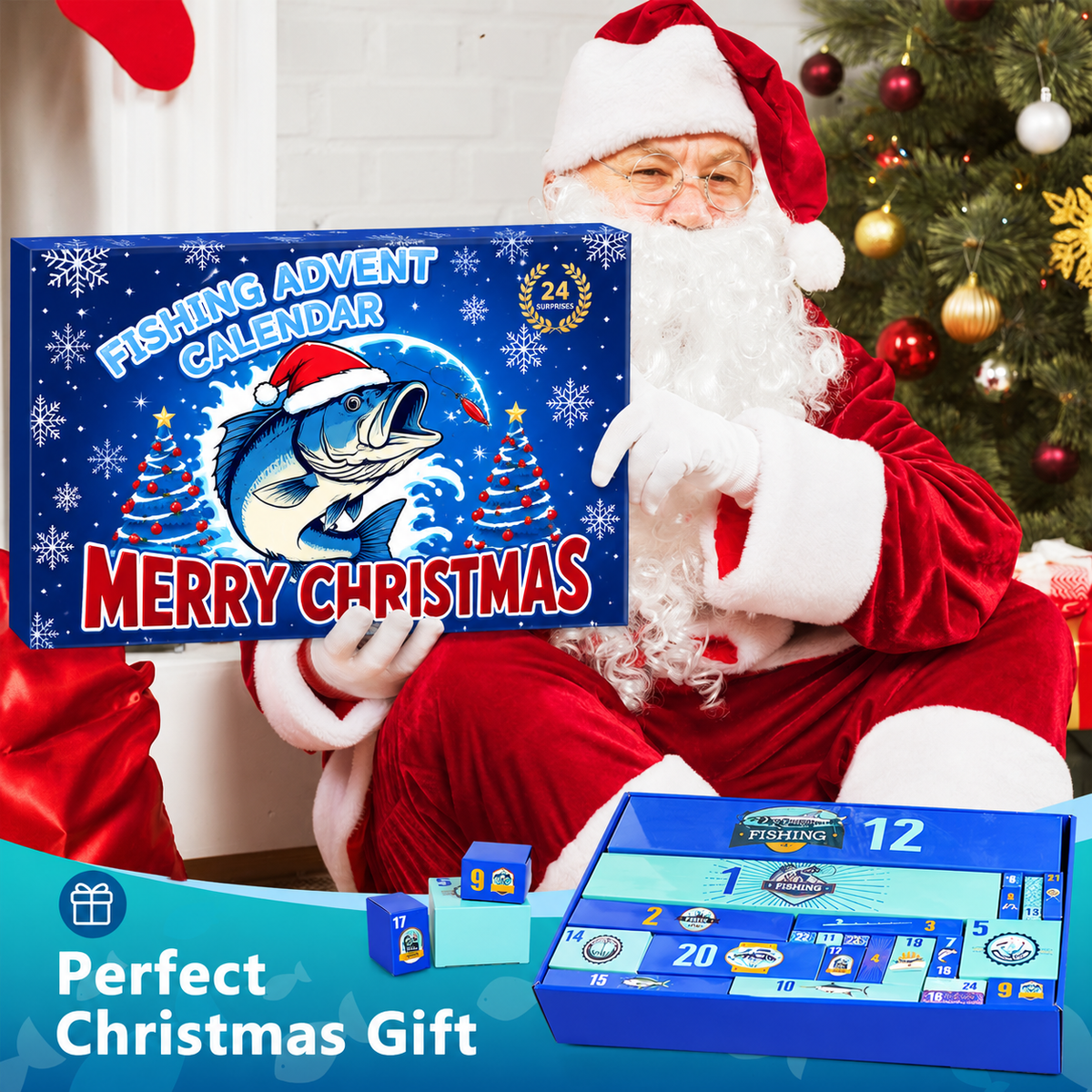 Fishing Advent Calendar for Adult Men Teen Boys, 2026 Fishing Tools Accessories Kit Christmas