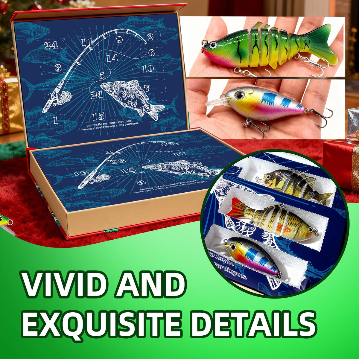 Advent Calendar Fishing Lure Set - 24 Days Countdown with Unique Lures for Freshwater & Saltwater