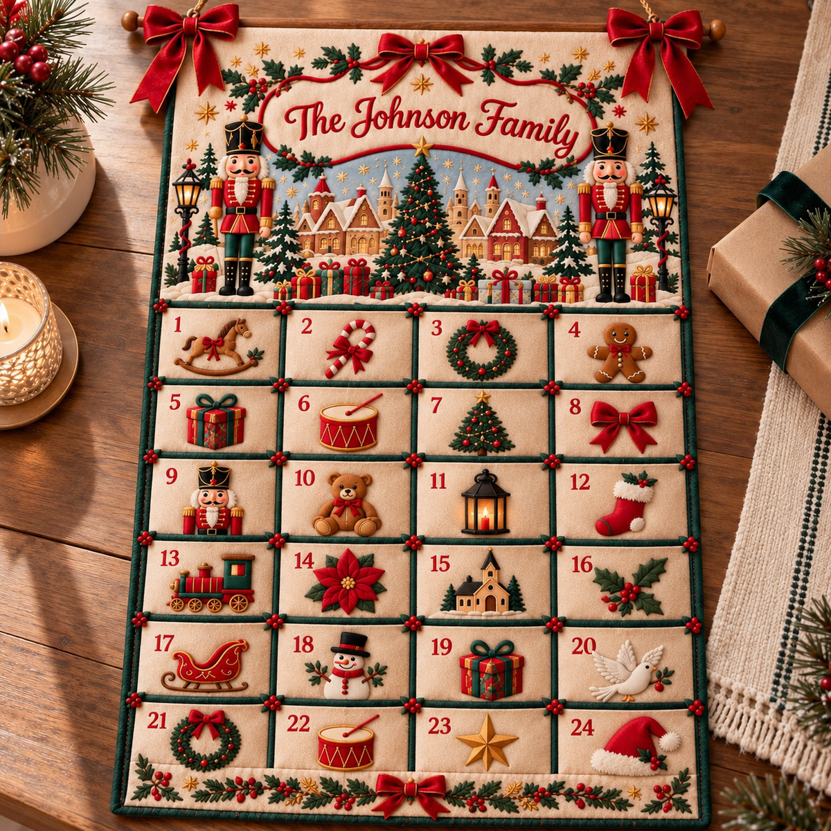 Personalized Nutcracker Advent Calendar – Christmas Village Wall Decor