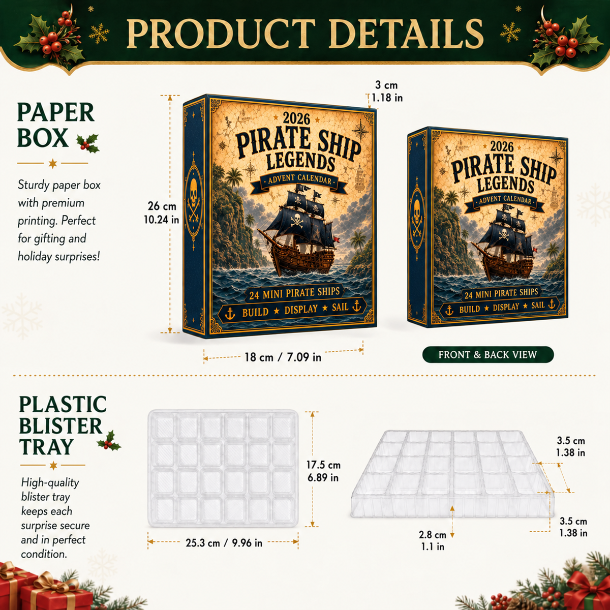 2026 Pirate Ship Legends Advent Calendar – 24 Nautical Ornaments