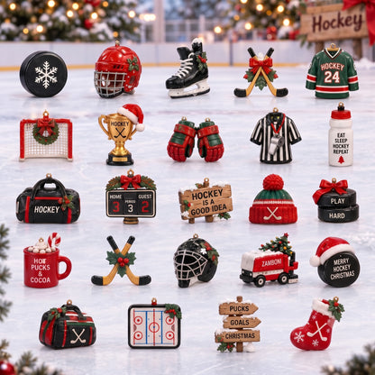 2026 Hockey Christmas Advent Calendar – 24 Festive Hockey Ornaments