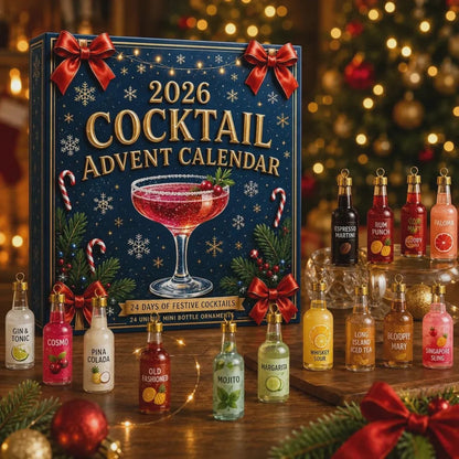 Cocktail Advent Calendar 2026 – 24 Mini Bottle Christmas Ornaments