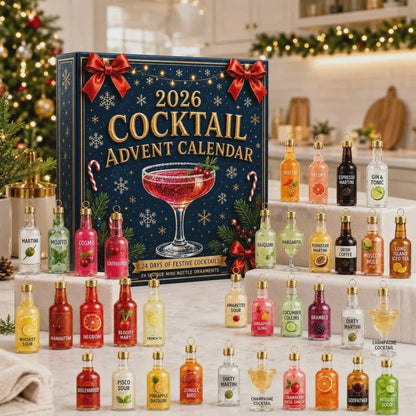 Cocktail Advent Calendar 2026 – 24 Mini Bottle Christmas Ornaments