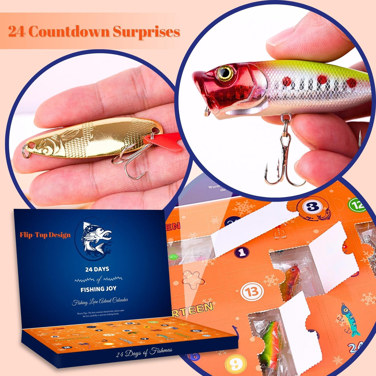 Fishing Advent Calendar 2026 Lure - 24 Days Xmas Gift Adult Men Teen Boys