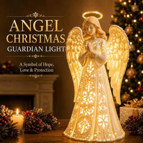 Illuminated Christmas Angel Statue – Glowing Guardian LED Light