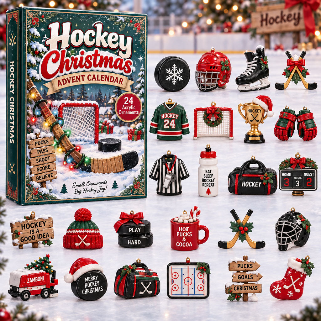 2026 Hockey Christmas Advent Calendar – 24 Festive Hockey Ornaments