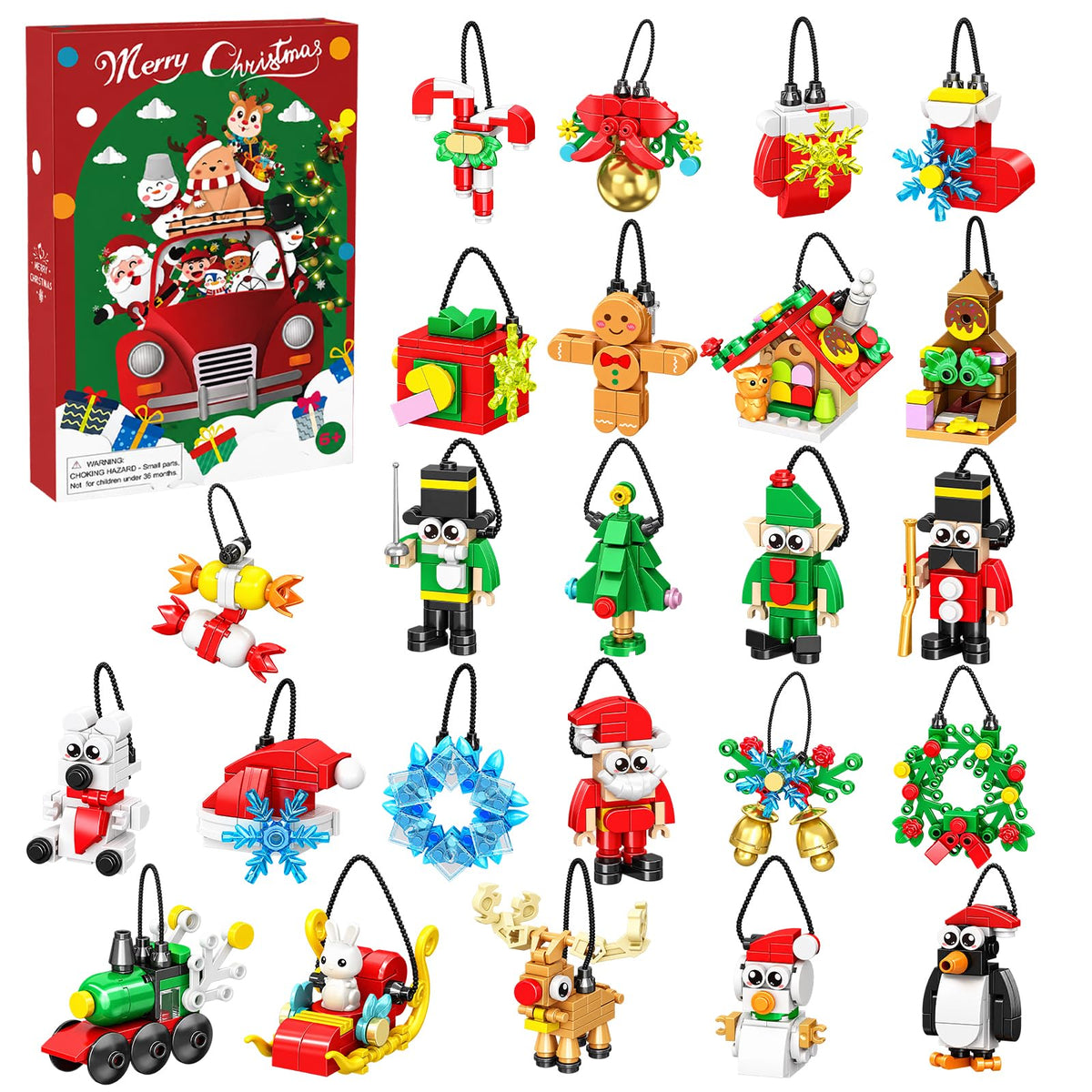 Christmas Building Block Advent Calendar 2026, 24 Days Mini Brick Ornament Set