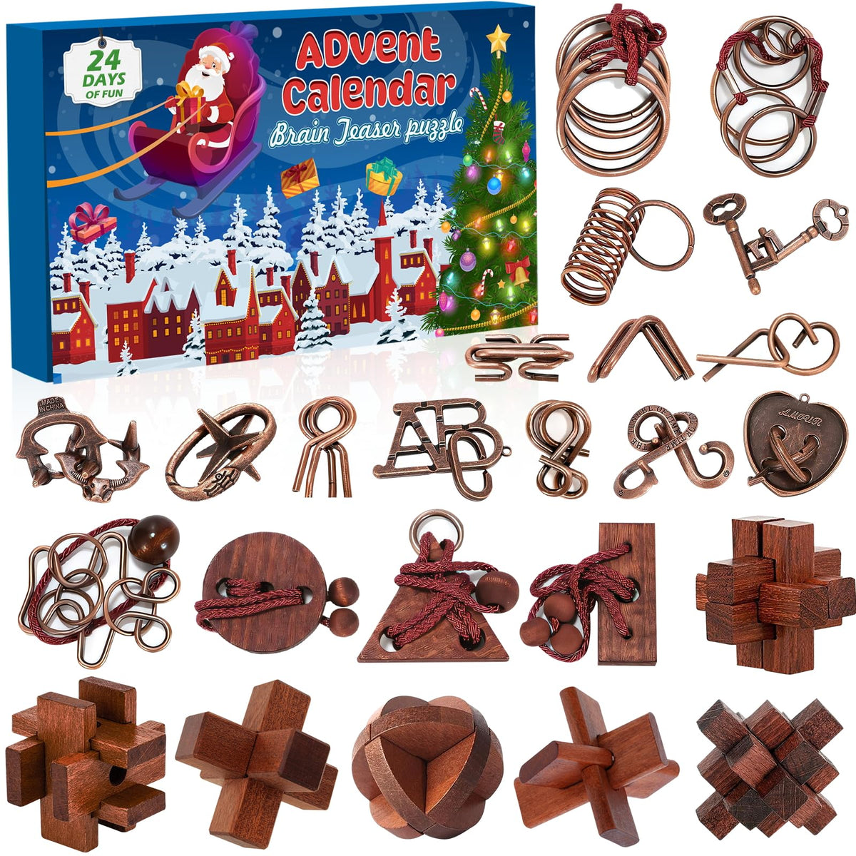 Advent Calendar 2026 Brain Teaser - 24 Days Christmas Countdown for Kids