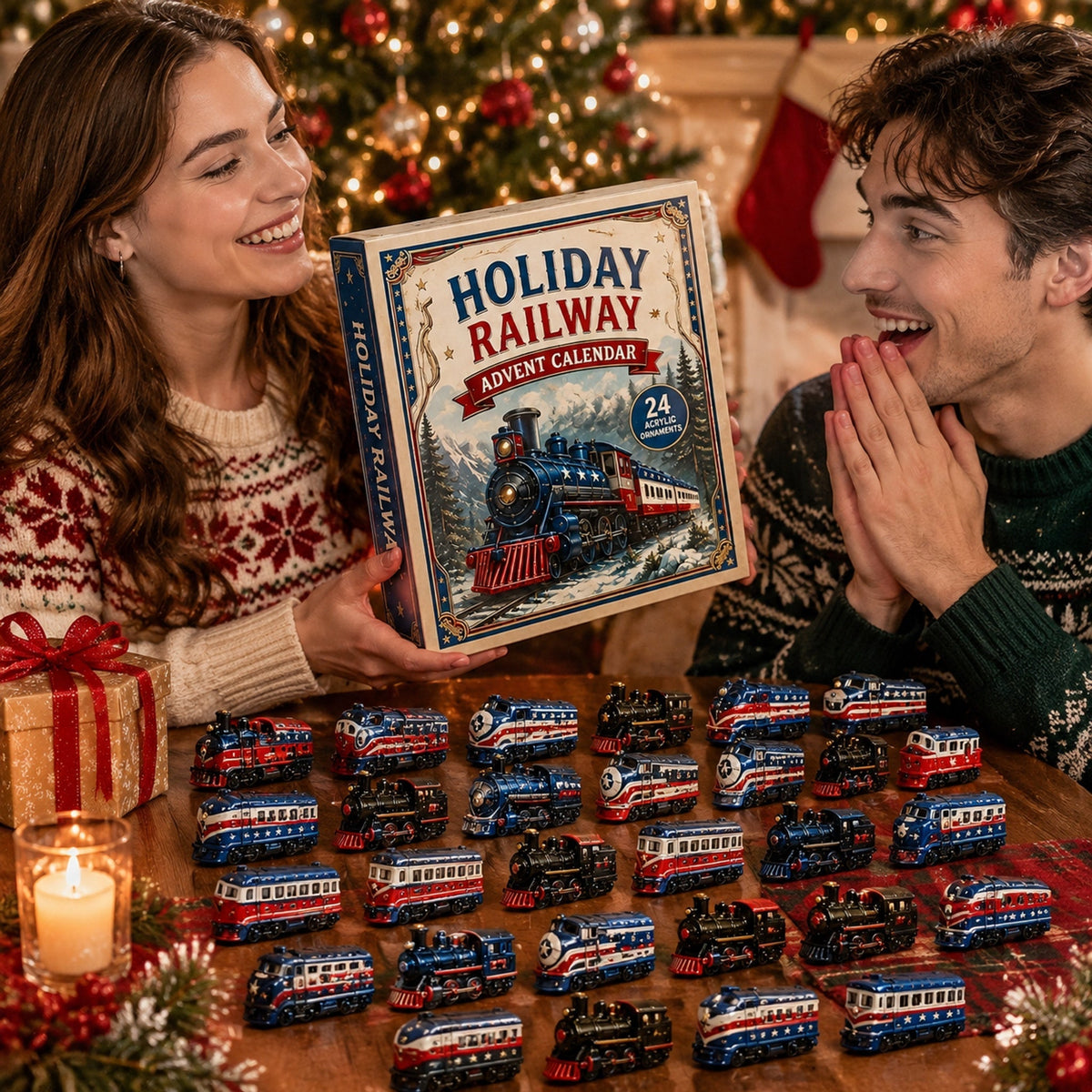 2026 Holiday Railway Advent Calendar – 24 Classic Train Ornaments