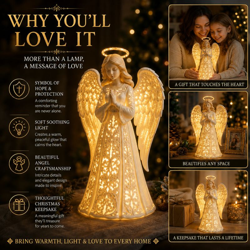 Illuminated Christmas Angel Statue – Glowing Guardian LED Light