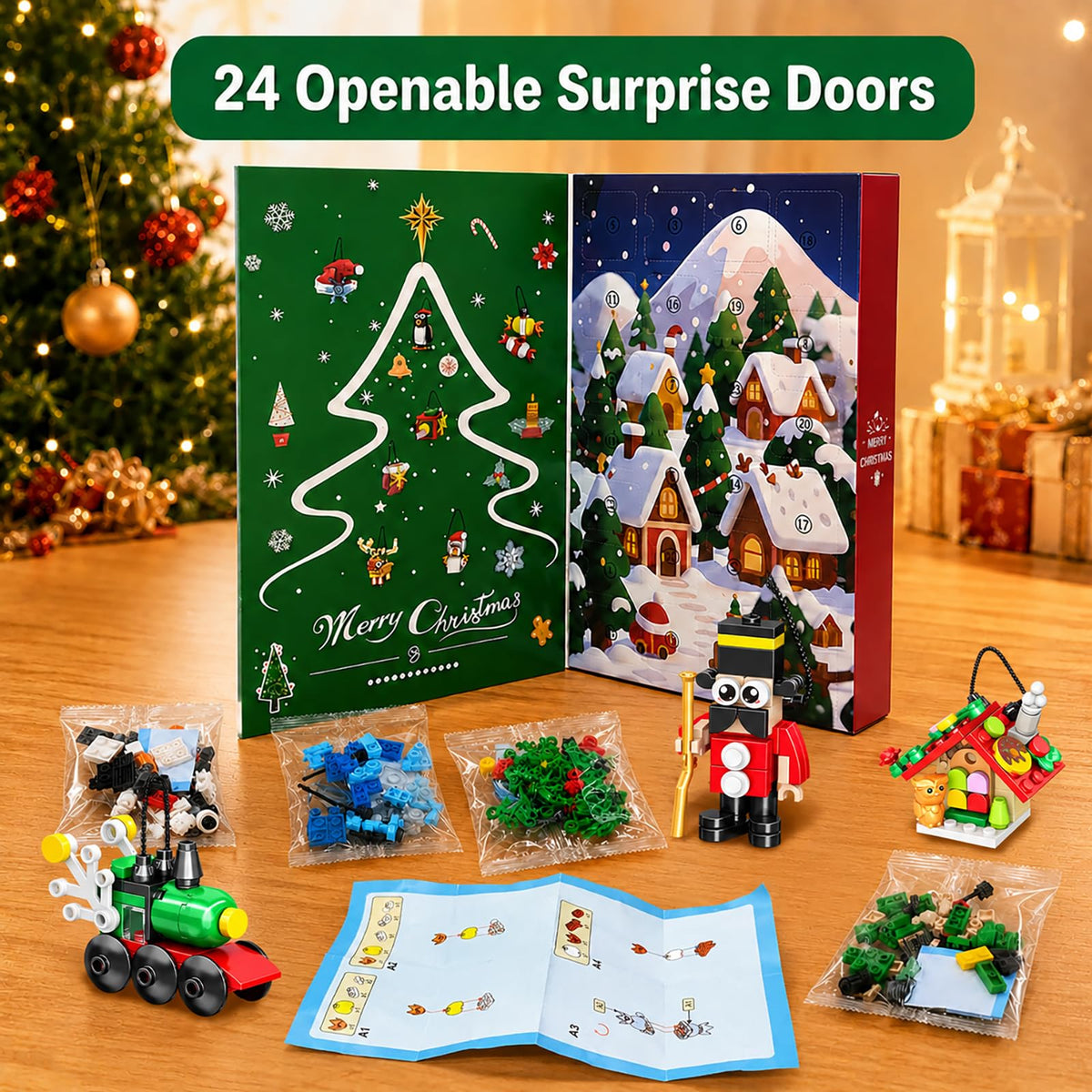 Christmas Building Block Advent Calendar 2026, 24 Days Mini Brick Ornament Set