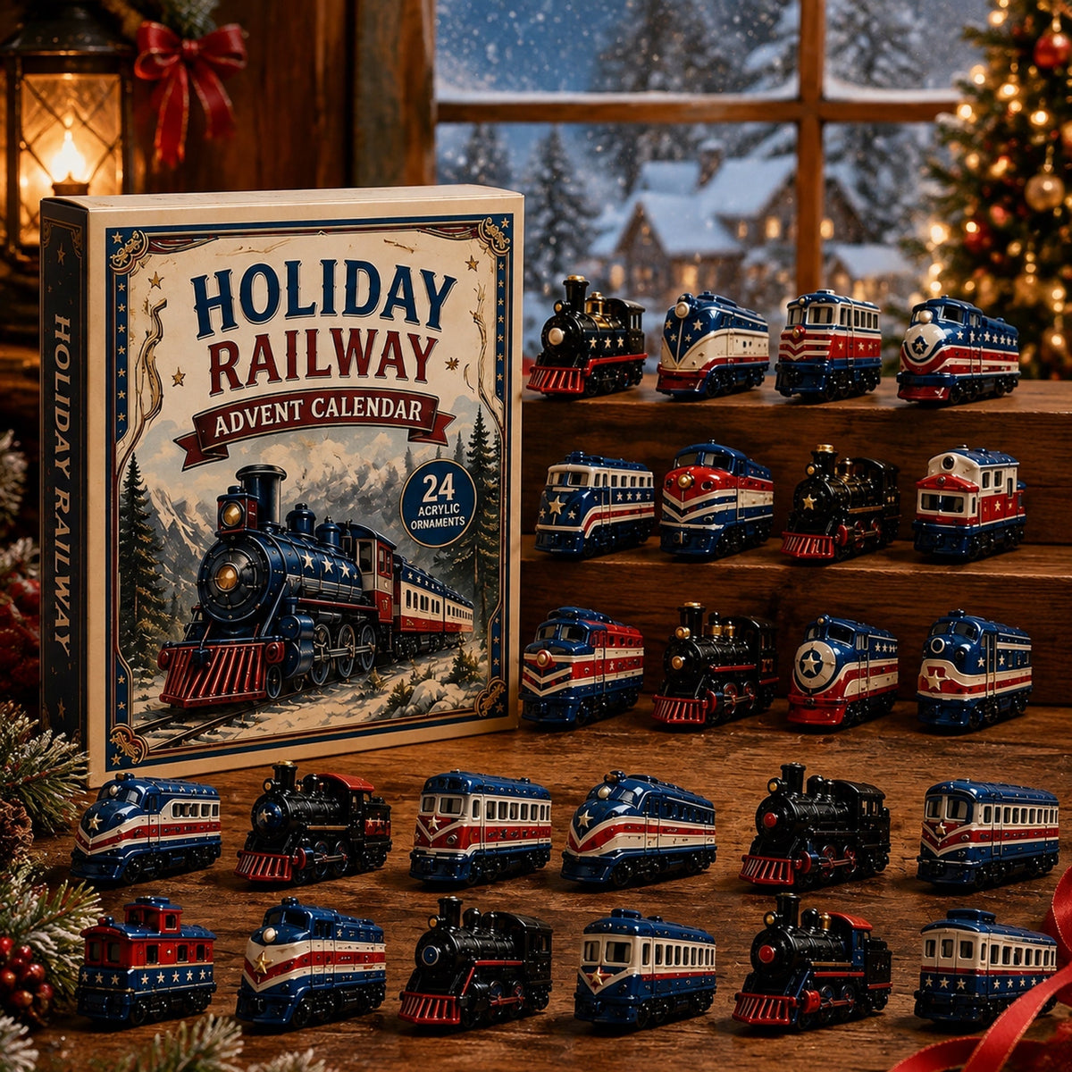 2026 Holiday Railway Advent Calendar – 24 Classic Train Ornaments