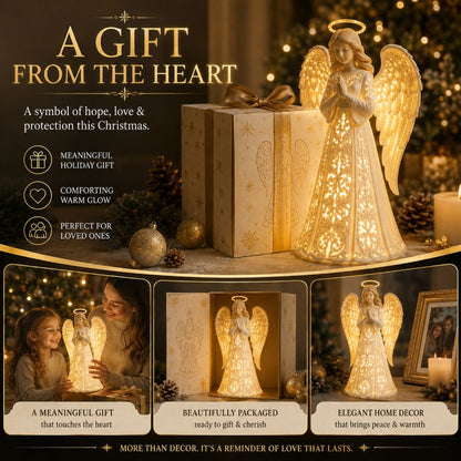 Illuminated Christmas Angel Statue – Glowing Guardian LED Light
