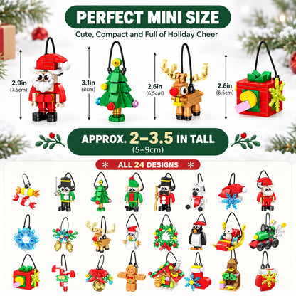 Christmas Building Block Advent Calendar 2026, 24 Days Mini Brick Ornament Set