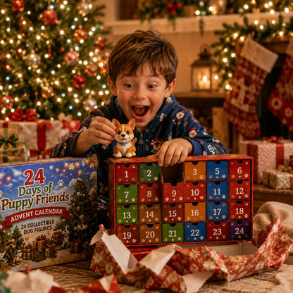 Dog Advent Calendar 2026, 24 Day Christmas Countdown with Mini Puppy Figures