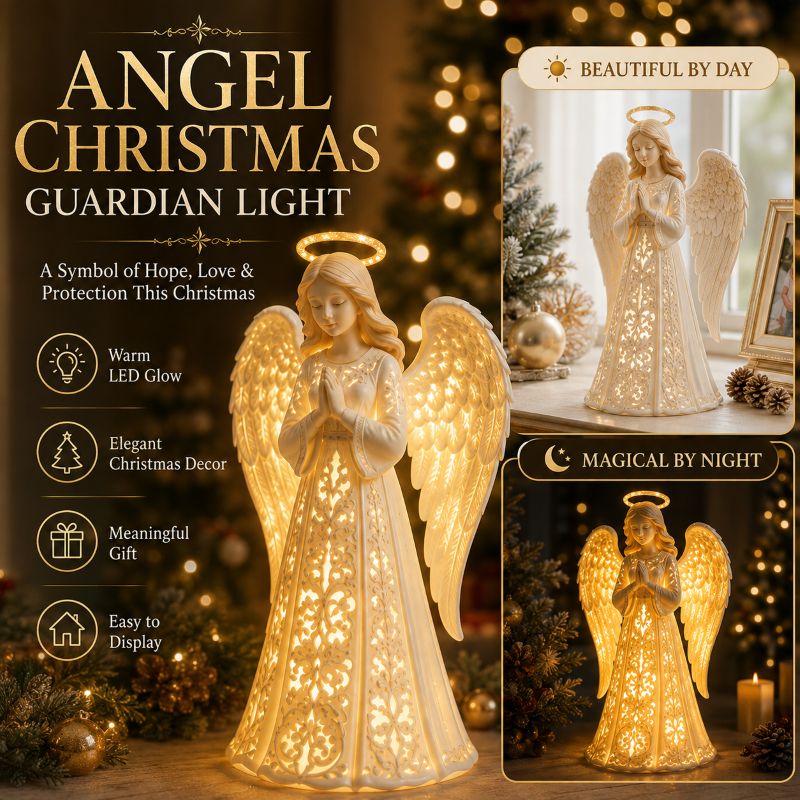 Illuminated Christmas Angel Statue – Glowing Guardian LED Light