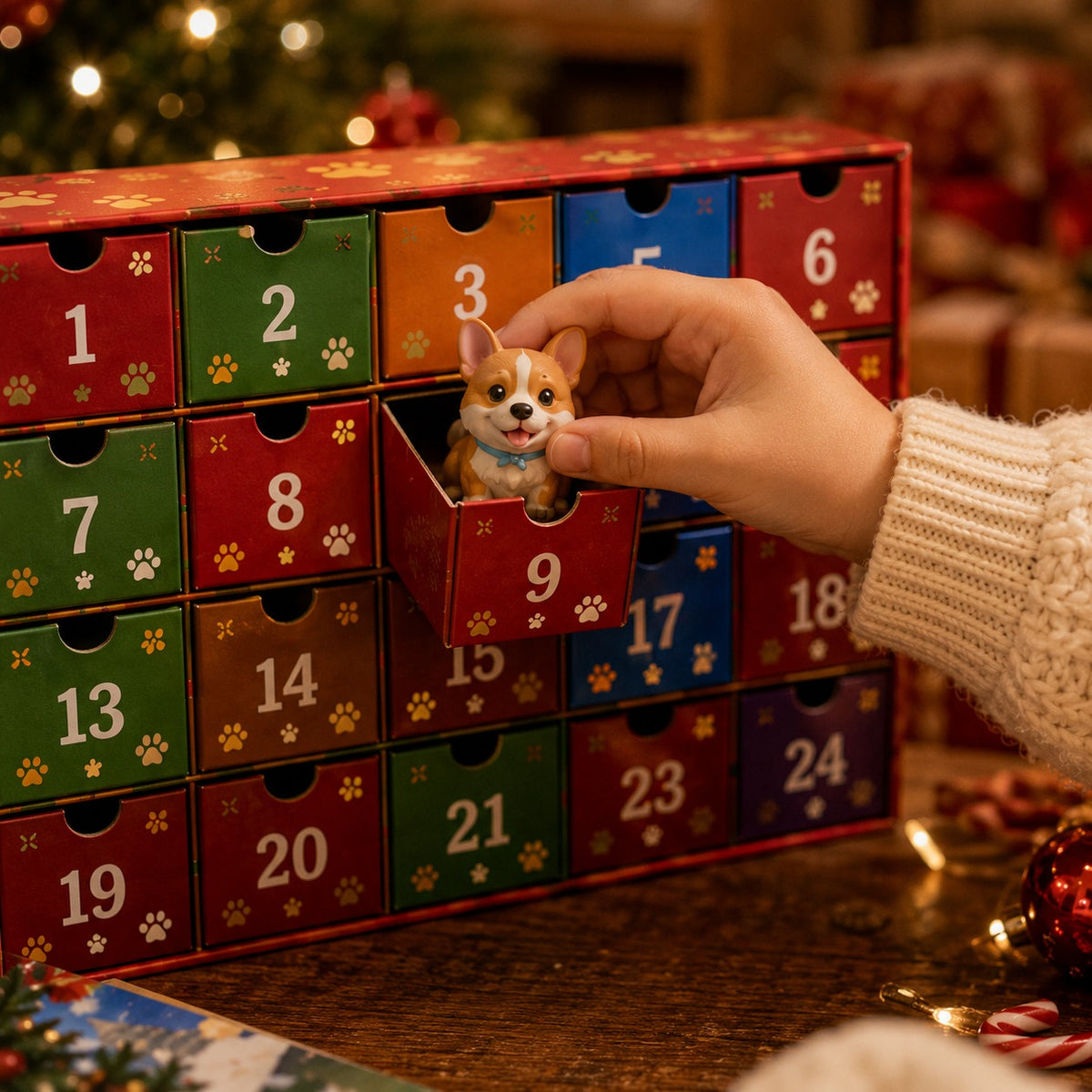 Dog Advent Calendar 2026, 24 Day Christmas Countdown with Mini Puppy Figures