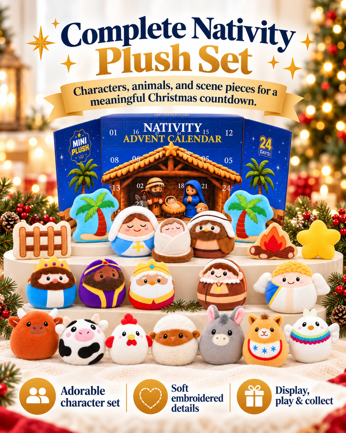 Nativity Plush Advent Calendar – 24 Days of Christmas Wonder