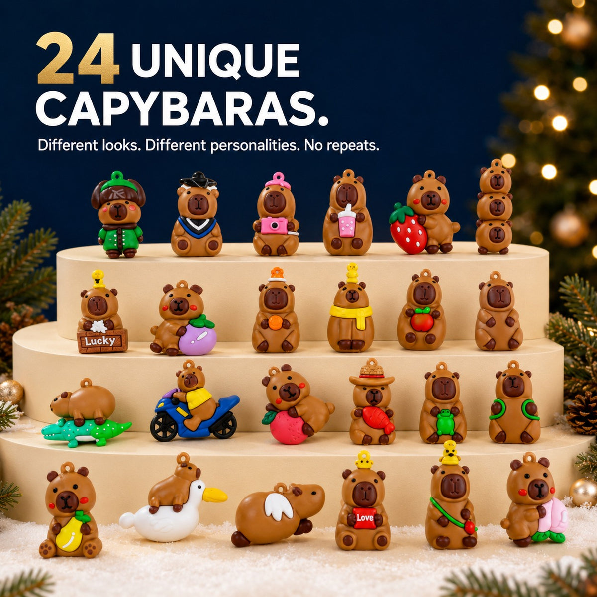Capybara Advent Calendar 2026, 24 Day Christmas Countdown with Mini Capybara Figures